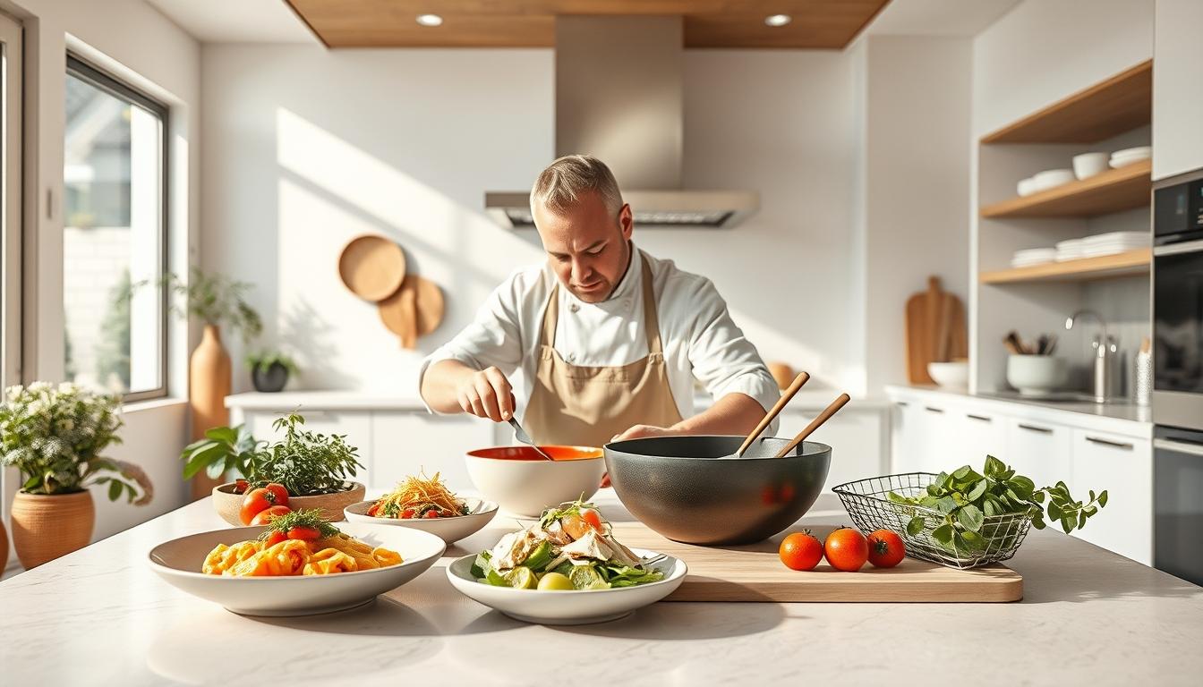 Ingredients prepared for a simple home dinner